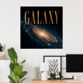 Poster Graphisme éditorial de luxe pour l'espace galactiq (Bureau à domicile)