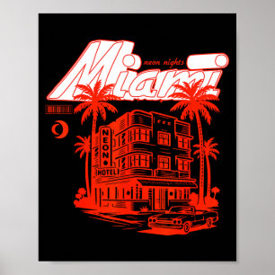 Poster Graphisme nuits côtières rétro Miami - Art vintage