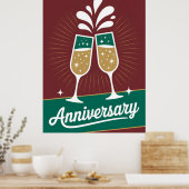 Poster Graphisme rétro d'anniversaire avec du champagne p (Cuisine)