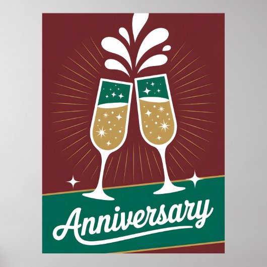 Poster Graphisme rétro d'anniversaire avec du champagne p (Devant)