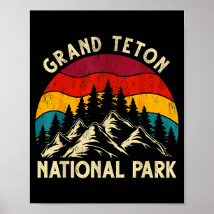 Poster Graphisme rétro vintage du parc national de Grand 