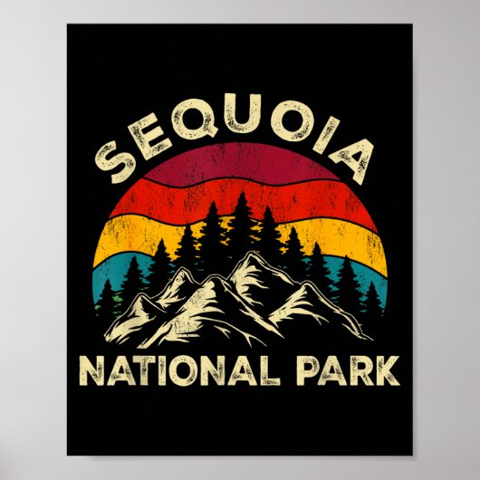 Poster Graphisme rétro vintage parc national de sequoia (Devant)