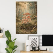 Poster Grappe de champignons dans une forêt de bouleaux e (Bureau à domicile)