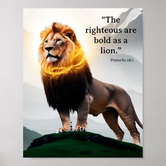 Poster Gras comme un lion Proverbes 28:1 (Devant)