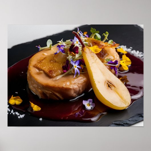 Poster Gras de foie gras gourmand avec réduction du vin r (Devant)