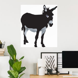 Poster Gras Donkey Silhouette ferme animal