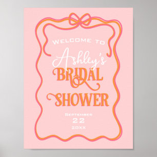 Poster Gras Frame Bow rose orange Fête des mariées