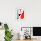 Poster Gras géométrique rouge et gris Abstrait (Bureau à domicile)
