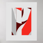 Poster Gras géométrique rouge et gris Abstrait (Devant)