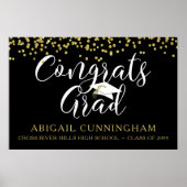 Poster GRAS GRAD Gold Confetti Script Couleur personnalis (Devant)