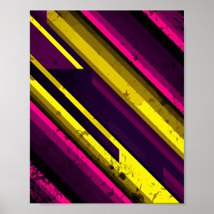 Poster Gras jaune et rose Grunge Diagonal Design
