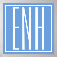 Gras moderne 3 initiales Monogramme | Bleu doux