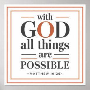 Poster Gras Moderne Avec Dieu Tout Est Possible