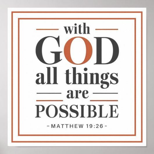 Poster Gras Moderne Avec Dieu Tout Est Possible (Devant)