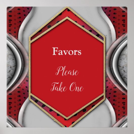 Poster Gras moderne métal 3D Gris rouge texture look (Devant)