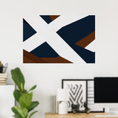 Poster Gras Navy Blanc Brun Abstrait Superposé (Bureau à domicile)