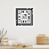 Poster Gras noir blanc géométrique Abstrait Line Art (Cuisine)