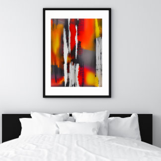 Poster Gras Noir Rouge & Jaune Moderne Abstrait sans cadr