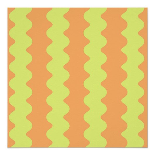 Poster Gras Orange Lime Wavy Stripe Art Moderne Mur (Devant)