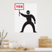 Poster Gras Oui Signe Minimaliste Stick Figure Manifestat (Cuisine)