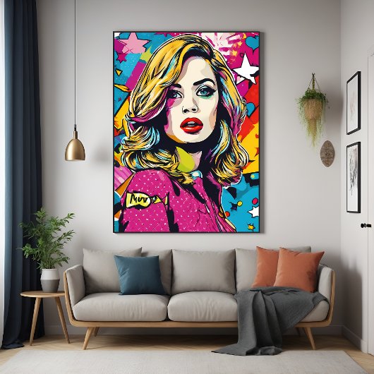 Poster Gras Retro Pop Art Portrait