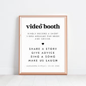 Poster Gras Retro Script Heart Mariage Vidéo Booth Sign