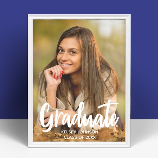 Poster Gras Script Graduate Photo Custom 2025 Graduation