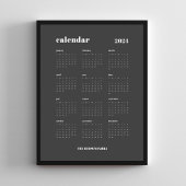 Poster Gras simple | Calendrier 2024 gris foncé et blanc