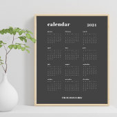 Poster Gras simple | Calendrier 2024 gris foncé et blanc