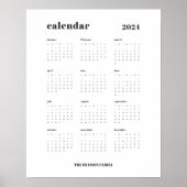 Poster Gras simple | Calendrier 2024 noir et blanc (Devant)