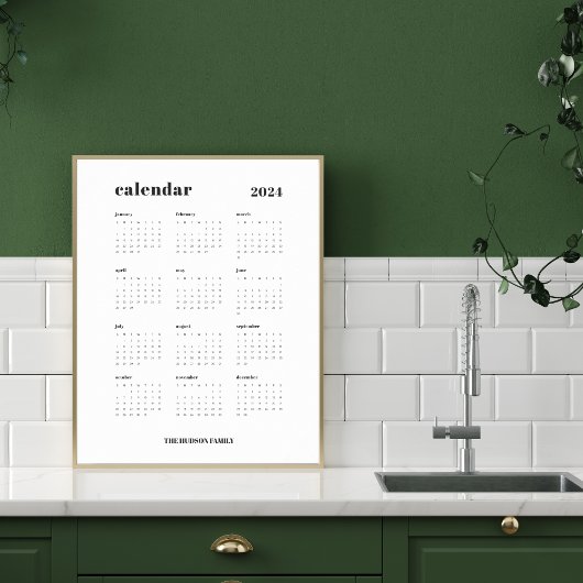 Poster Gras simple | Calendrier 2024 noir et blanc