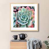 Poster Gras Vert Cactus Succulent Photo de beauté Script