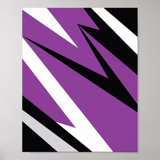 Poster Gras violet et noir Zigzag Résumé Conception