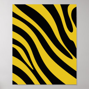 Poster Gras zèbre rayures en jaune et noir