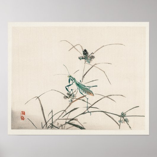 Poster Grasshopper de Kōno Bairei (1844-1895) (Devant)