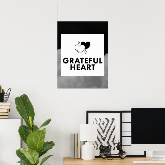 Poster Grateful Heart. Wall Art. (Bureau à domicile)