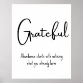 Poster Grateful Quote Motivational Wall Print (Devant)