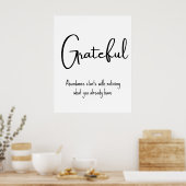 Poster Grateful Quote Motivational Wall Print (Cuisine)