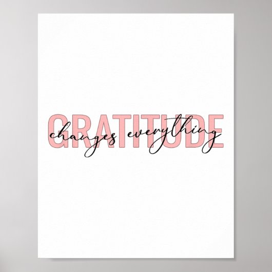 Poster Gratitude Changes Everything Motivational Sitive M (Devant)