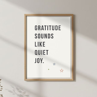 Poster Gratitude Minimal Quote, Mindful Living