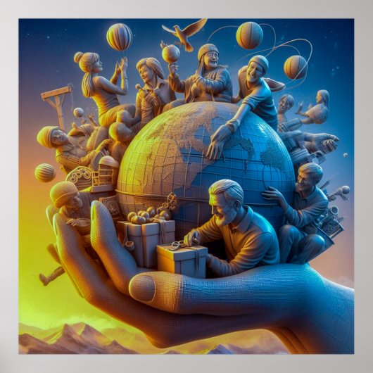 Poster Gratitude mondiale : Mains Joyeuses (Devant)