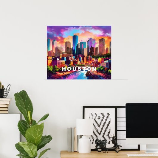 Poster Gratte-ciel de Houston Art Graffiti (Bureau à domicile)