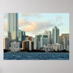 Poster Gratte-ciel de Miami contre le ciel clair large