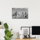 Poster gratte-ciel de Philly noir et blanc (Bureau à domicile)