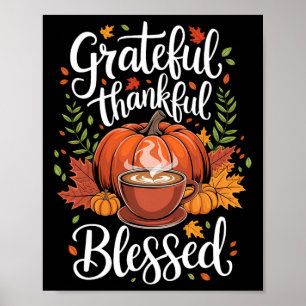 Poster Gratuit Merci Bienheureux Café Citrouille Chute qu