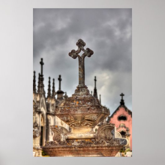 Poster Graveyard cross close-up, Portugal (Devant)