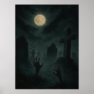 Poster Graveyard Eerie Zombie