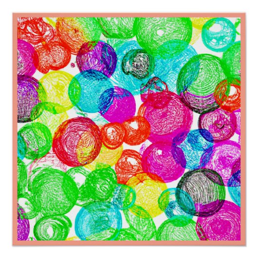 Poster Gravure avec Motif Abstrait couleur (Devant)