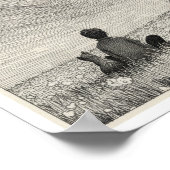POSTER GRAVURE D'UN GARÇON ET SON CHIEN DANS UN CHAMP (Coin)