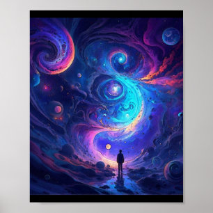 Poster Gravure surréaliste de déformation de l'espace
